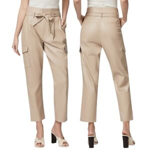 NWT PAIGE Tami Cargo Pant Taupe Vegan Leather Size 14